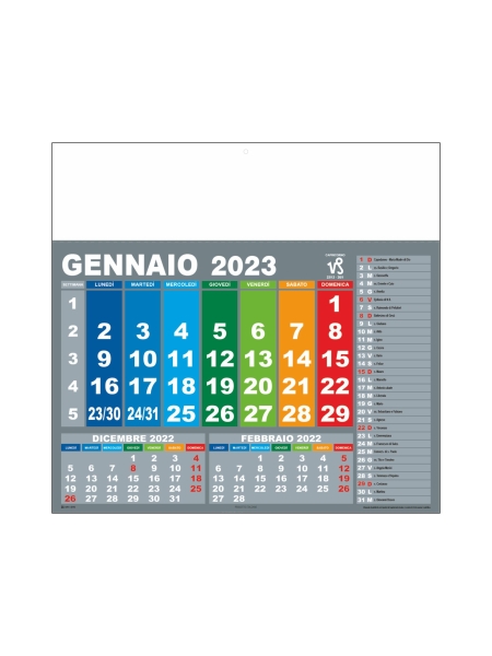 Calendario trimestrale Americano - 12 fogli